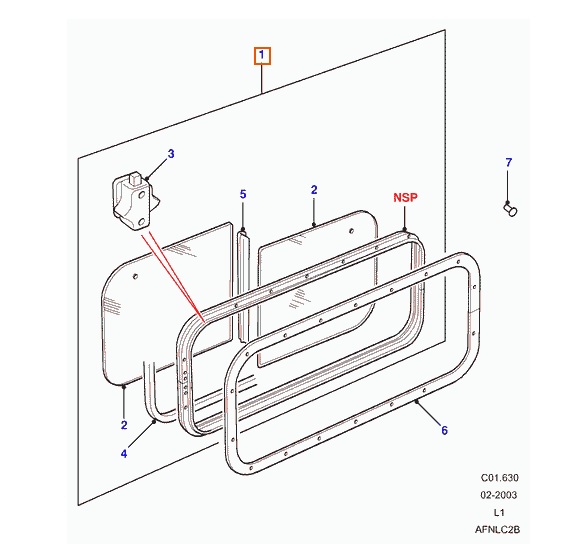 LUNA TRASERA DERECHA LAND ROVER DEFENDER (LD) TDI 90 Hard Top | 05.96 - ... ALR5080 - Imagen 2
