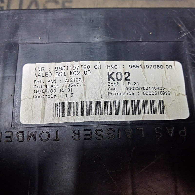 CAJA RELES / FUSIBLES PEUGEOT 307 (S1) (2001-2005) 2.0 HDi CAT 9651197780 - Imagen 3